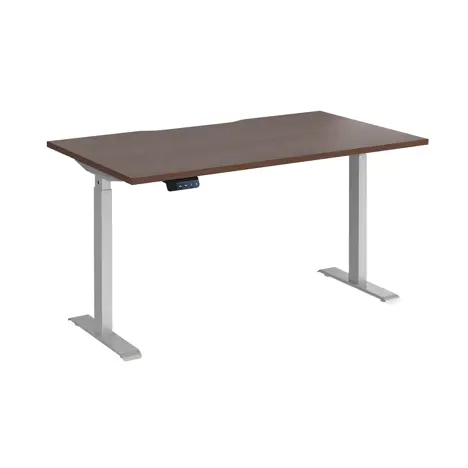 Elev8 Contract Straight Sit-Stand Desk - 1400 - Silver - Walnut